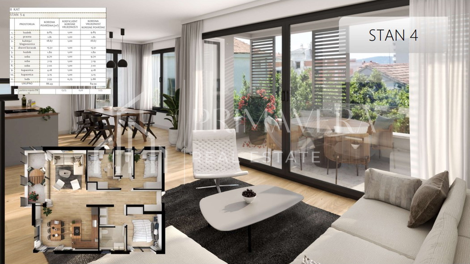 Zadar  - Belafu&zcaron;a&comma; novogradnja&comma; trosoban stan S4 s gara&zcaron;om&comma; 2&period; kat