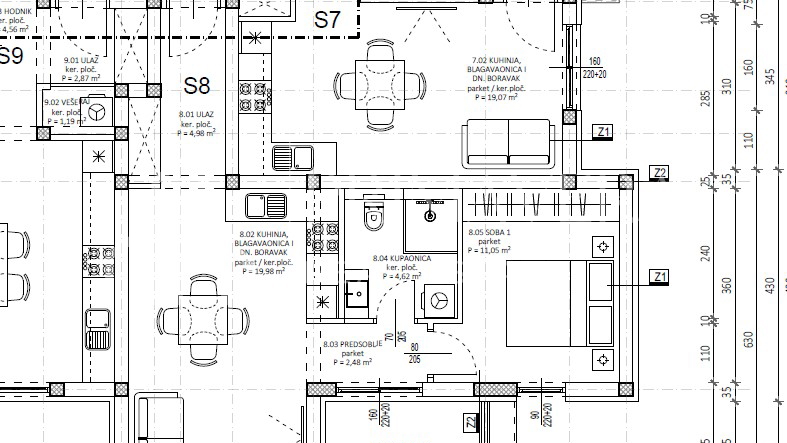 Zadar&sol;Bili brig&comma; novogradnja&comma; jednosoban stan s krovnom terasom i pogledom na more&comma; S8