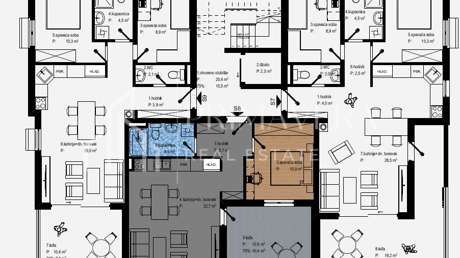 Zadar - Vidikovac&comma; jednosoban stan s krovnom terasom u novogradnji&comma; 75&comma;72 m2&comma; S8