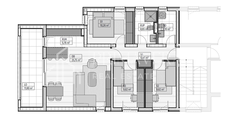 Zadar - Bulevar&comma; novogradnja&comma; 3-sobni stan na 1&period; katu&comma; 85&comma;05 m2
