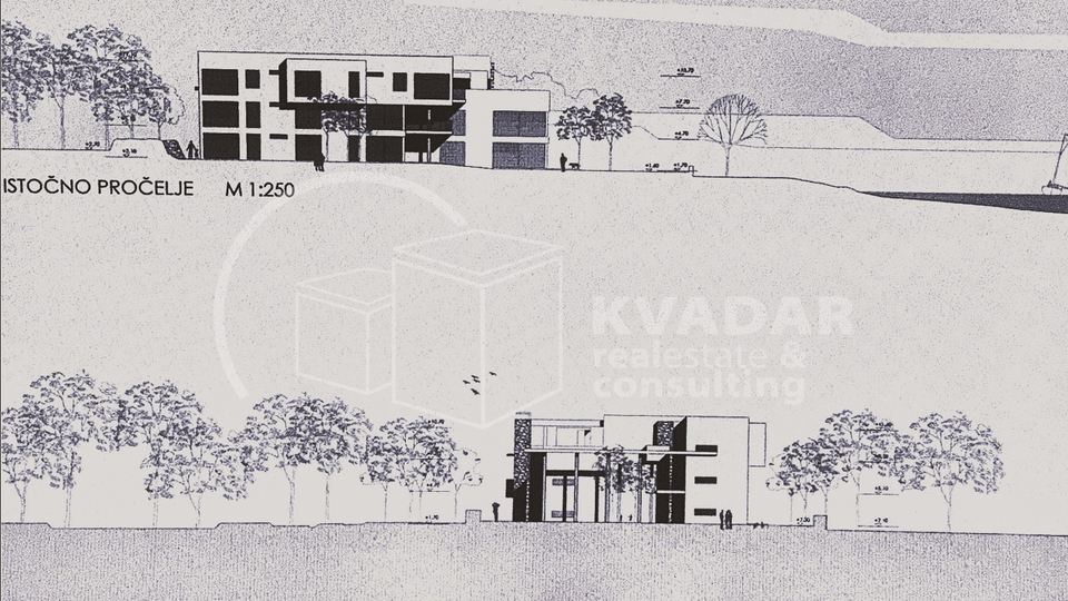 Gra&dstrok;evinski teren s projektom u prvom redu do mora i ure&dstrok;ene pla&zcaron;e - Stubalj&comma; Bilice kod &Scaron;ibenika
