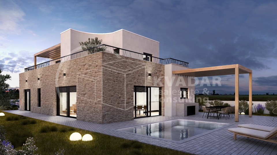 Prodaje se luksuzna vila u Vodicama s bazenom/ Novogradnnja / 176 m2     Luxury villa in Vodice with a pool for sale/ 176 m2