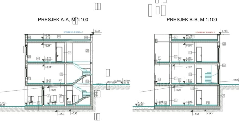 Vodice / Prodaje se dvojna luksuzna kuća/stan s bazenom i vrtom/ 185 m2/ Predivan pogled na more