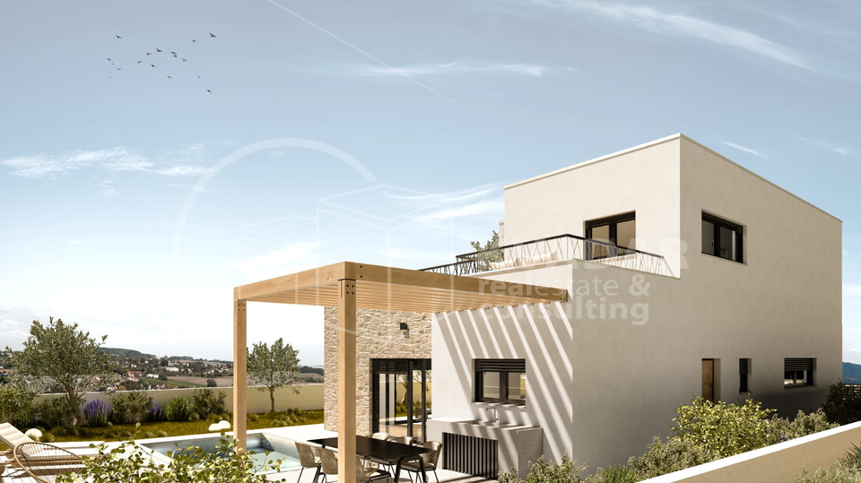 Prodaje se luksuzna vila u Vodicama s bazenom/ Novogradnnja / 176 m2     Luxury villa in Vodice with a pool for sale/ 176 m2