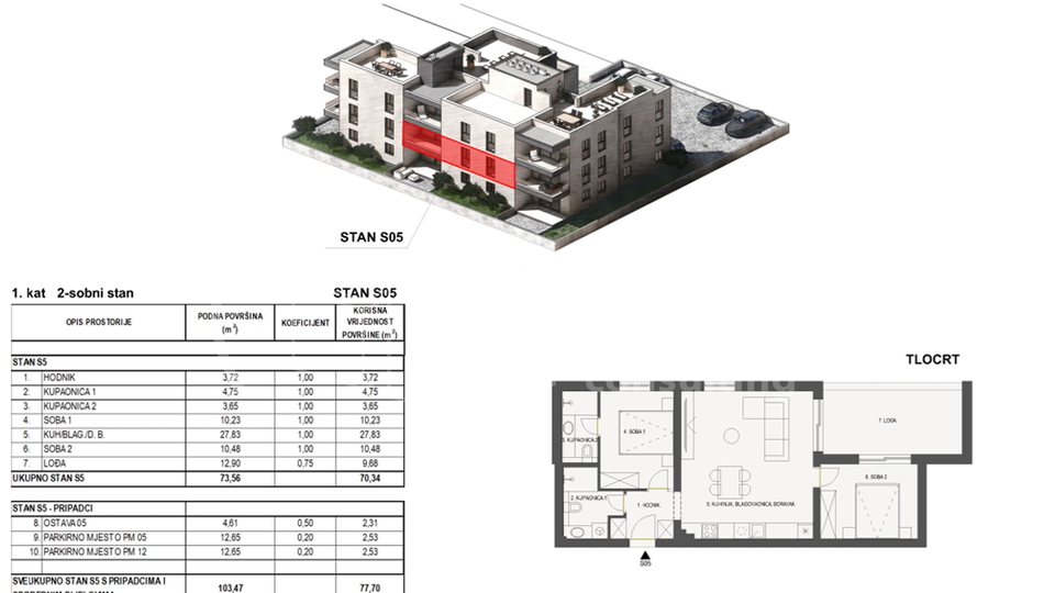 Apartment&comma; 70 m2&comma; For Sale&comma; Privlaka - Sabunike