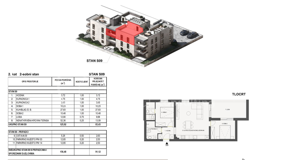 NOVOGRADNJA &ast;&ast;&ast; PRODAJA STAN &plus; KROVNA TERASA&lowbar;PRIVLAKA SABUNIKE S09&lowbar; ZGRADA S LIFTOM - POGLED NA MORE I PLANINE - 500 metara do mora