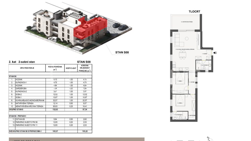 Apartment&comma; 97 m2&comma; For Sale&comma; Privlaka - Sabunike
