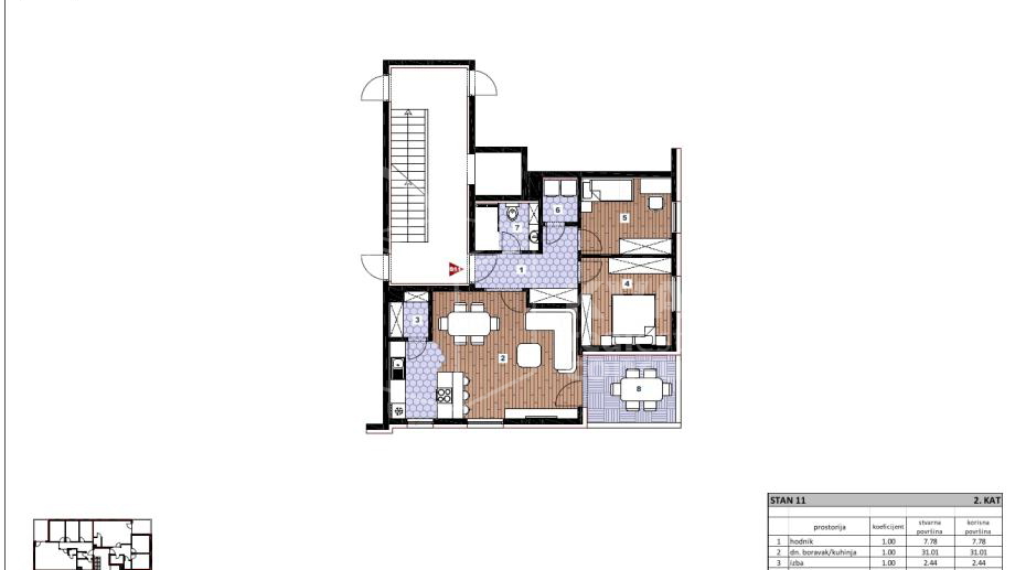 Sesvete - Trosoban stan na 2&period; katu&comma; 76&comma;57 m2