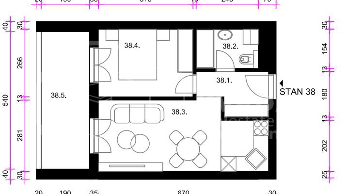 PRODAJA &sol; RESNIK &sol; DVOSOBAN STAN 37&period;96 m2 &sol; NOVOGRADNJA