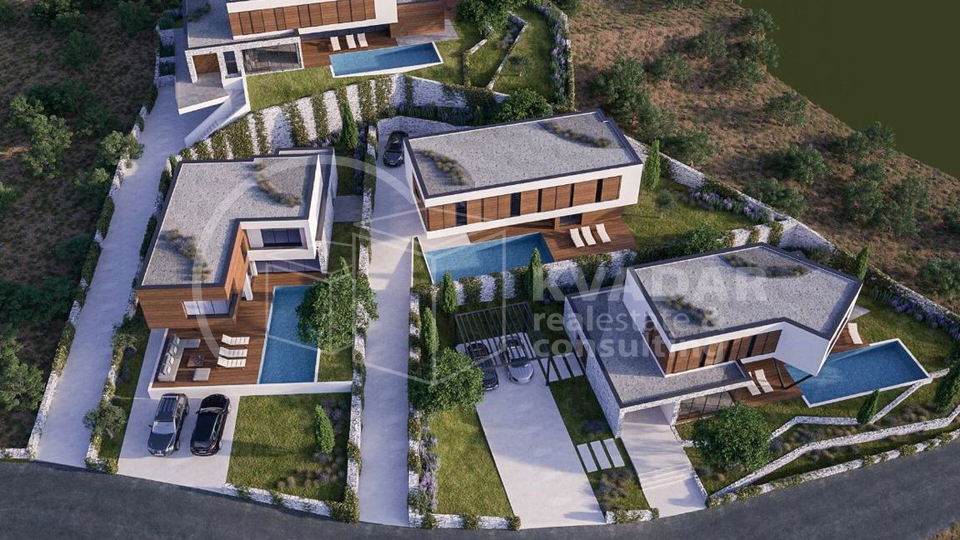 Prodaje se ekskluzivna VILA 1 s bazenom u Vodicama / 375 m2 /  Prekrasan pogled na more i arhipelag