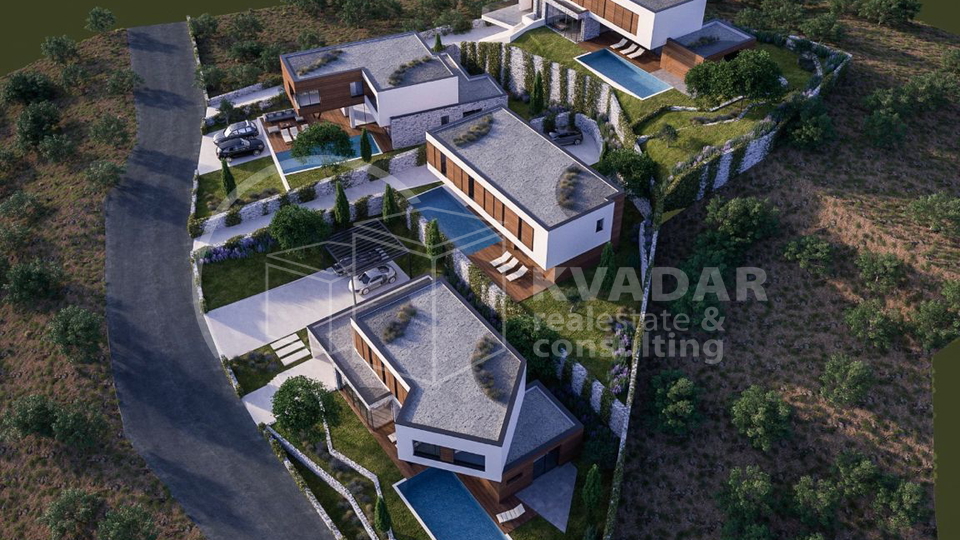 Prodaje se ekskluzivna VILA 1 s bazenom u Vodicama / 375 m2 /  Prekrasan pogled na more i arhipelag