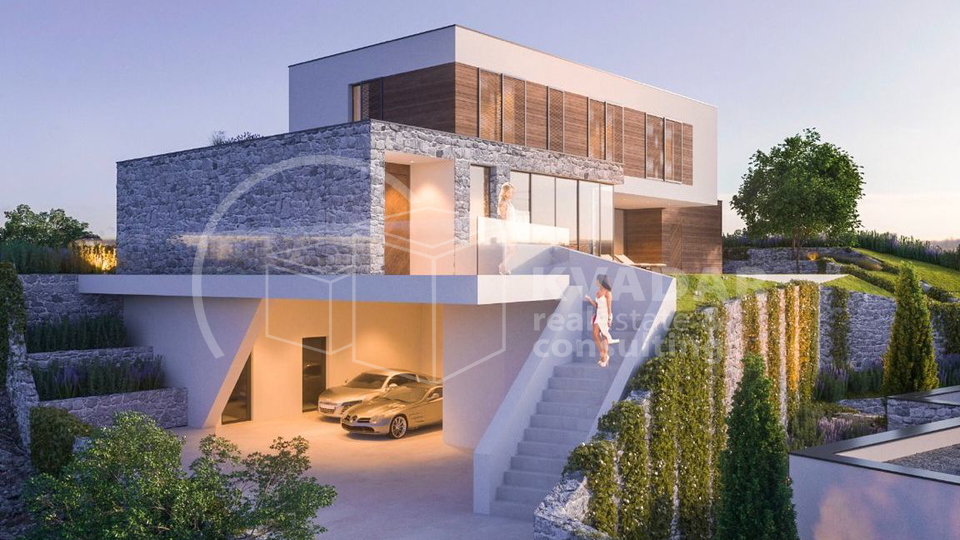Prodaje se ekskluzivna VILA 1 s bazenom u Vodicama / 375 m2 /  Prekrasan pogled na more i arhipelag
