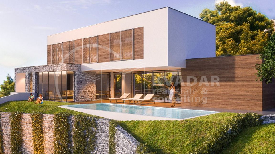 Prodaje se ekskluzivna VILA 1 s bazenom u Vodicama / 375 m2 /  Prekrasan pogled na more i arhipelag
