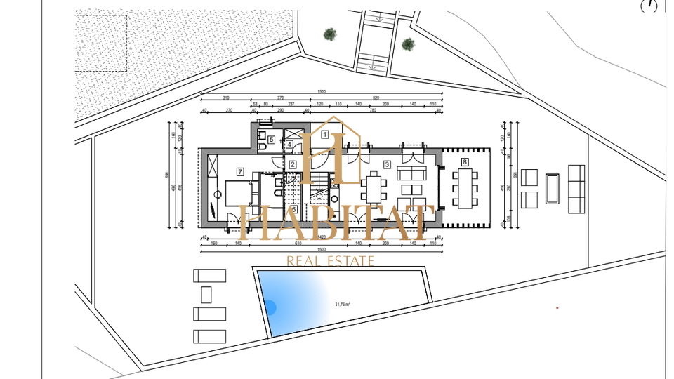 Groznjan, Baugrundstück 1.413m2, komplette Infrastruktur, Projekt für 2 Villen mit Pools