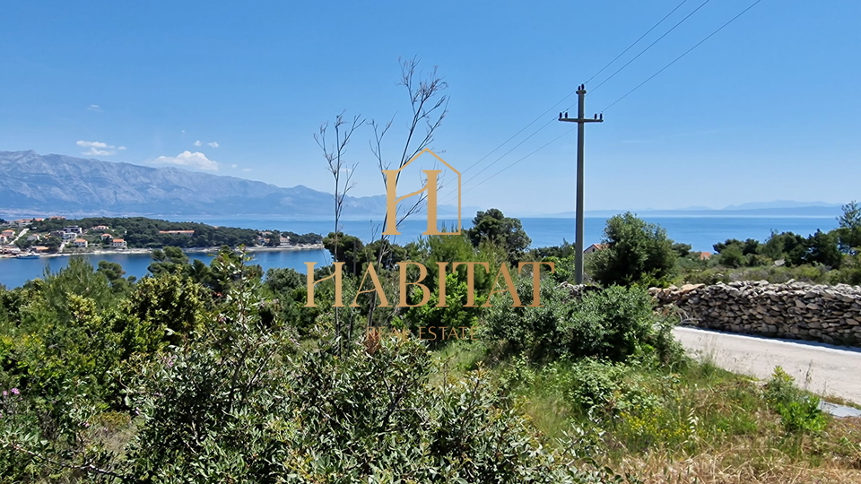 Dalmatia, Sumartin, building plot 608m2, all infrastructure, sea view, 100m from the sea