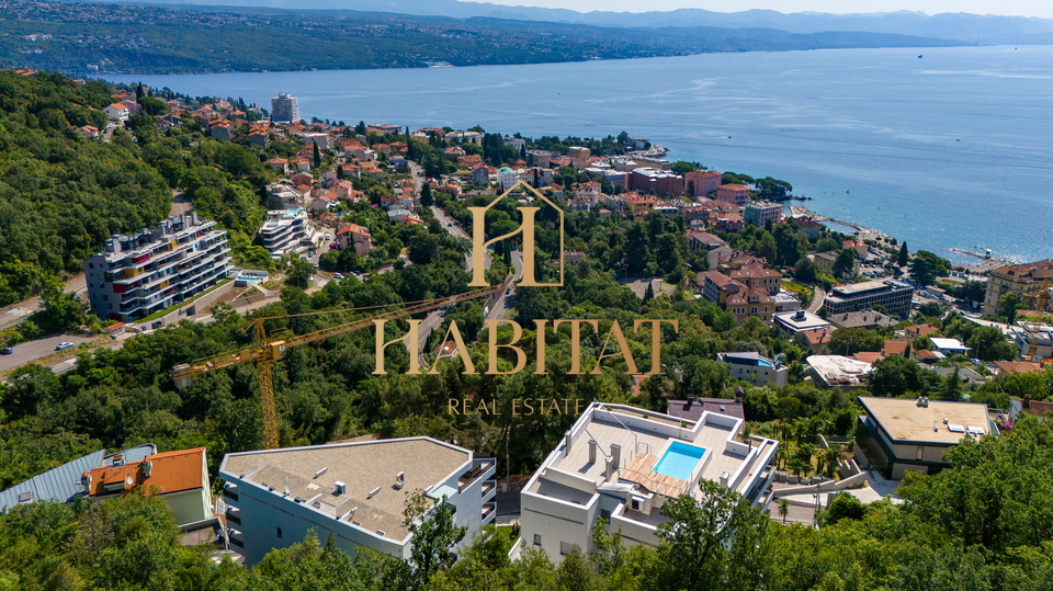 OPATIJA, LUKSUZAN PENTHOUSE SA OTVORENIM POGLEDOM NA MORE, U NOVOGRADNJI S BAZENOM!