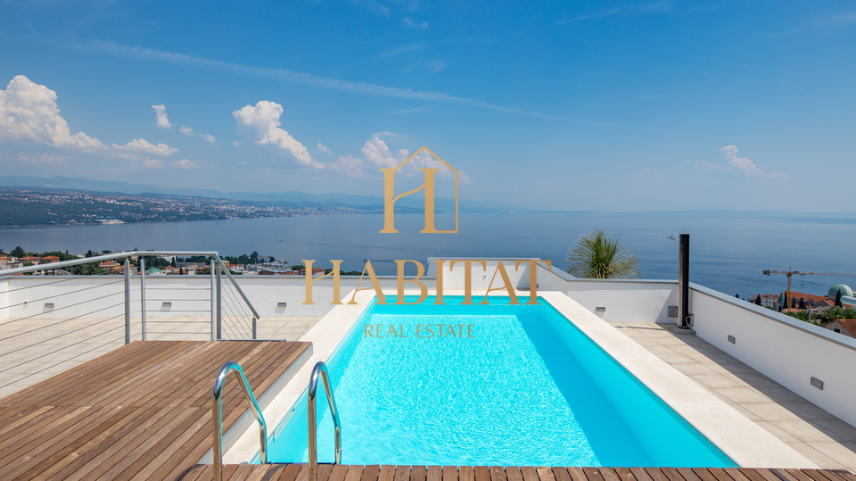 OPATIJA, LUKSUZAN PENTHOUSE SA OTVORENIM POGLEDOM NA MORE, U NOVOGRADNJI S BAZENOM!