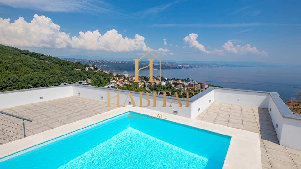 OPATIJA, LUKSUZAN PENTHOUSE SA OTVORENIM POGLEDOM NA MORE, U NOVOGRADNJI S BAZENOM!