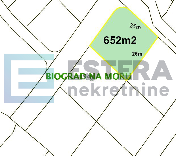 GRAĐEVINSKO zemljište prodaja 625 m2  Biograd na Moru