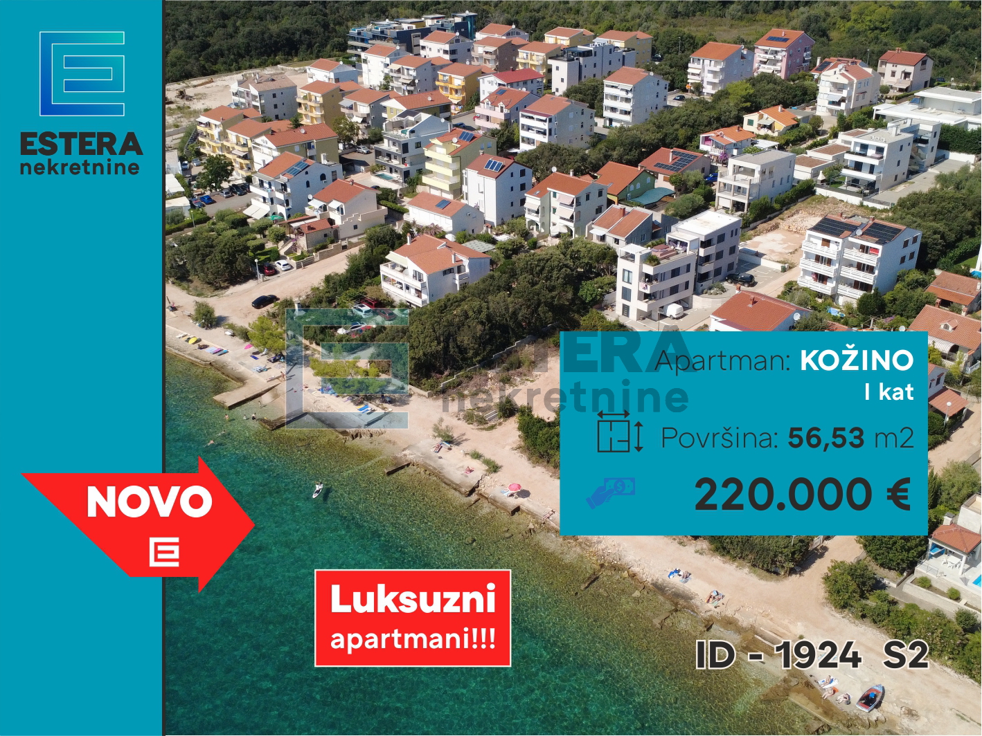 Apartman PRODAJA Kožino, 57 m2, 1. kat
