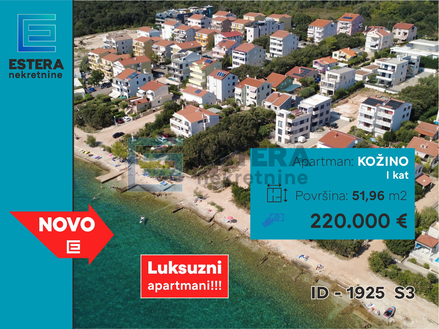 Apartman PRODAJA Kožino, 52 m2, 1. kat