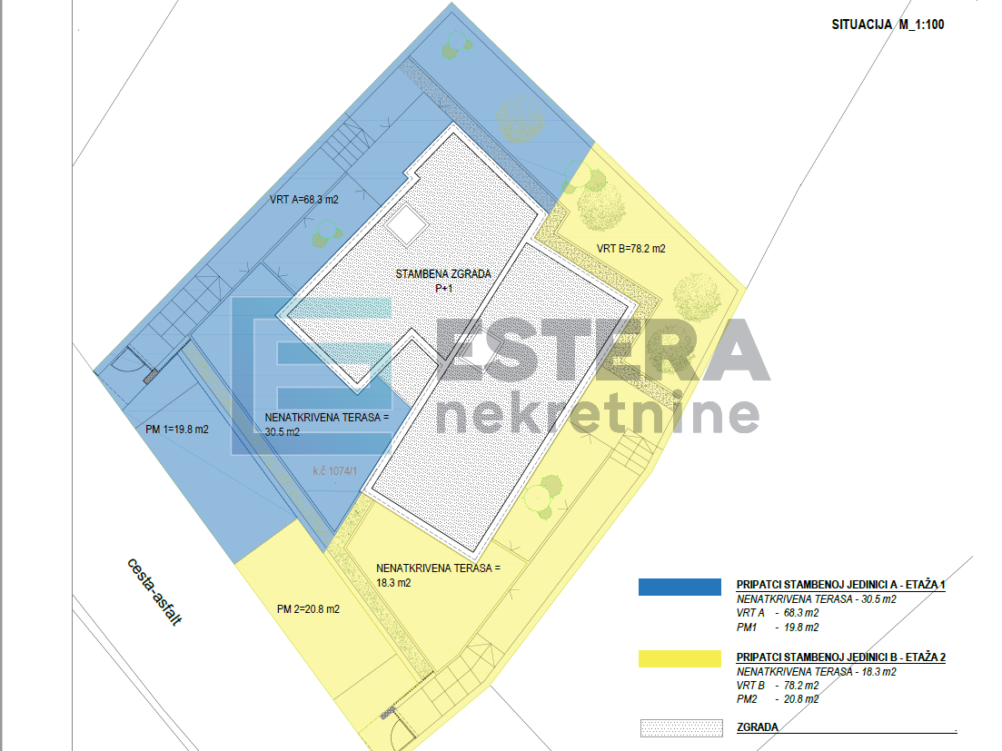Dvoetažni apartman 92 m2 PRODAJA Sveti Filip i Jakov, POGLED NA MORE, 3s, parking, vrt, terasa