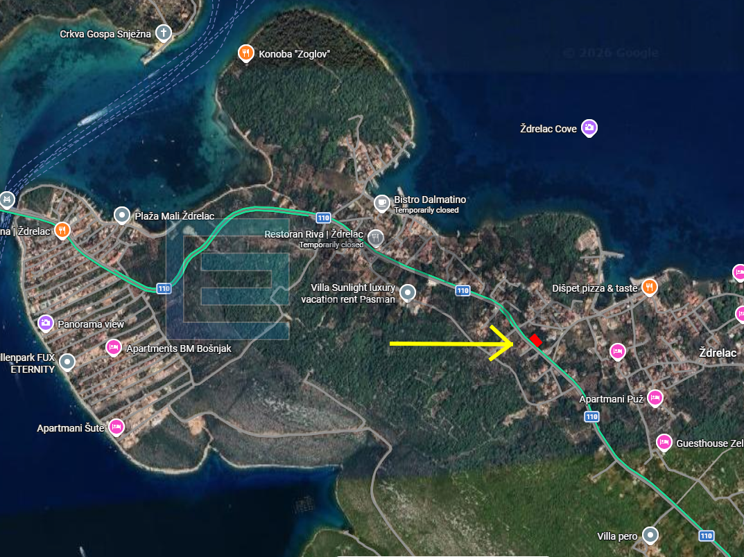 Građevinsko zemljište PRODAJA Ždrelac, otok Pašman 1122 m2, 300 do mora