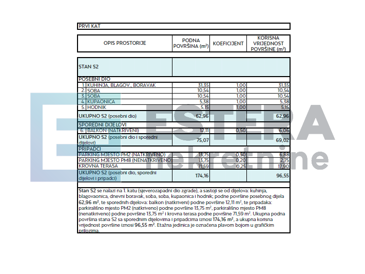 Apartman 97 m2 PRODAJA Petrčane S2, 3s, 1. kat