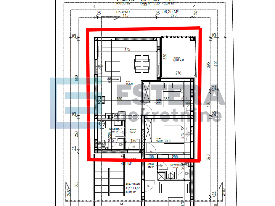 Apartman S3 56 m2 PRODAJA Sveti Filip i Jakov, 2s, 1. kat, parking,