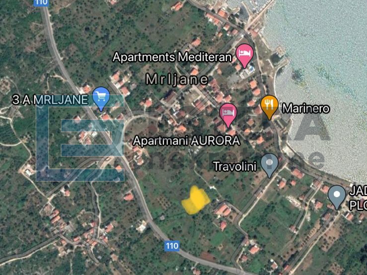 Građevinsko zemljište PRODAJA Mrljane, otok Ugljan 857 m2, 300 do mora