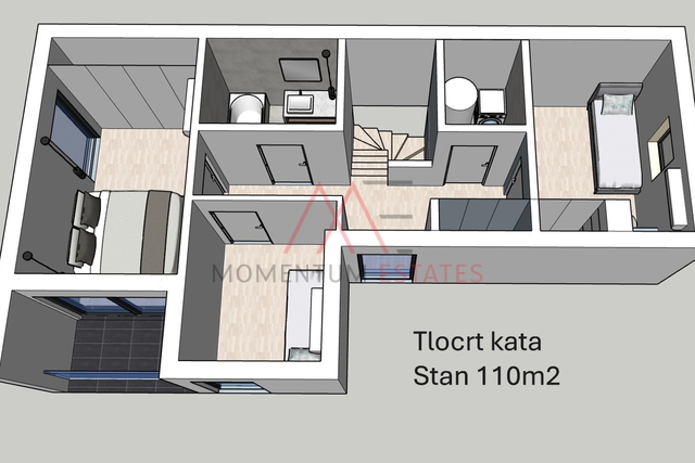Hosti,moderan dvoetažni stan u novogradnji za najam