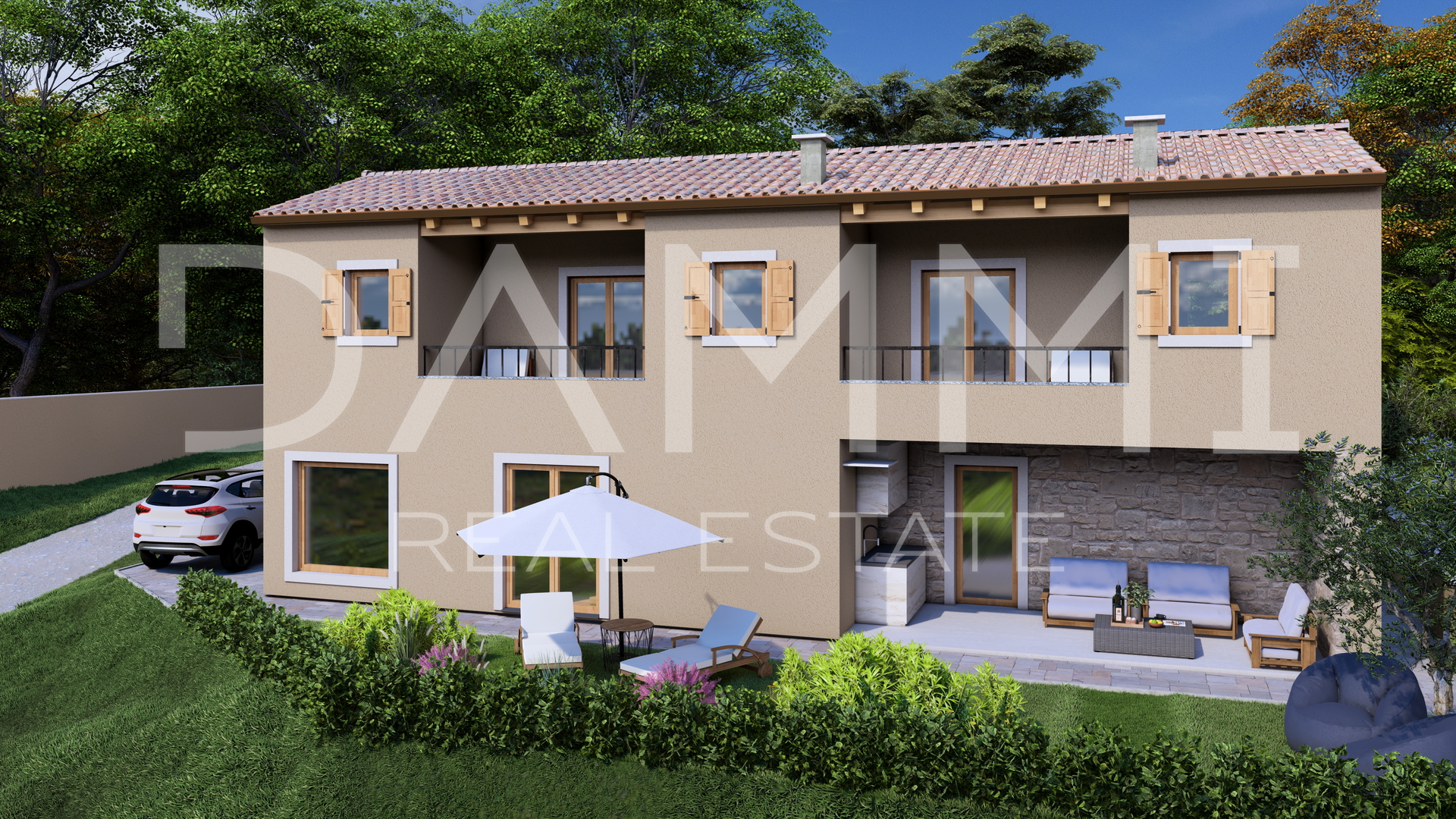 ISTRA, BUJE - Casa allo stato grezzo con vista panoramica, nuova costruzione