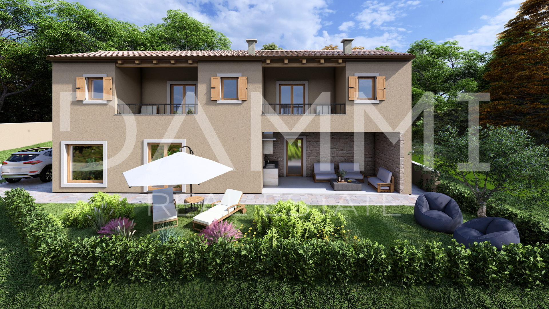 ISTRA, BUJE - Shell construction house with panoramic view, new build