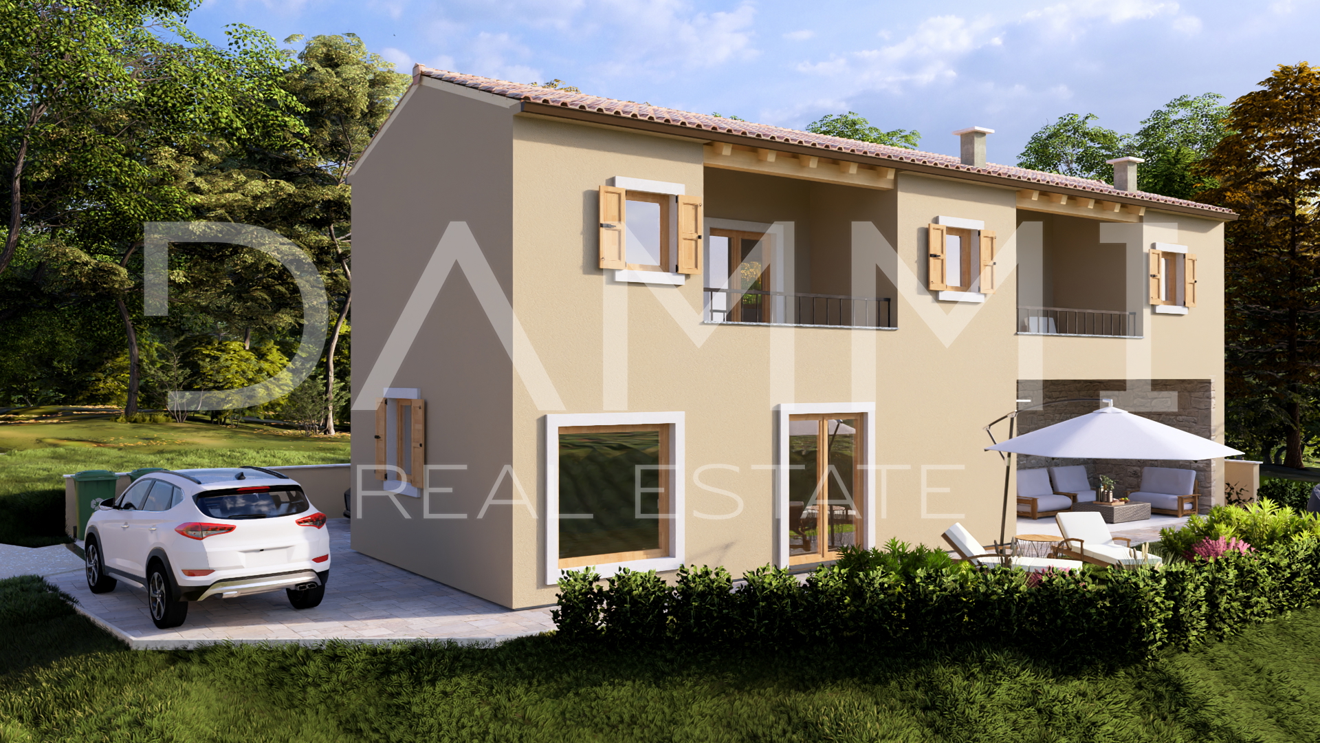 ISTRA, BUJE - Shell construction house with panoramic view, new build