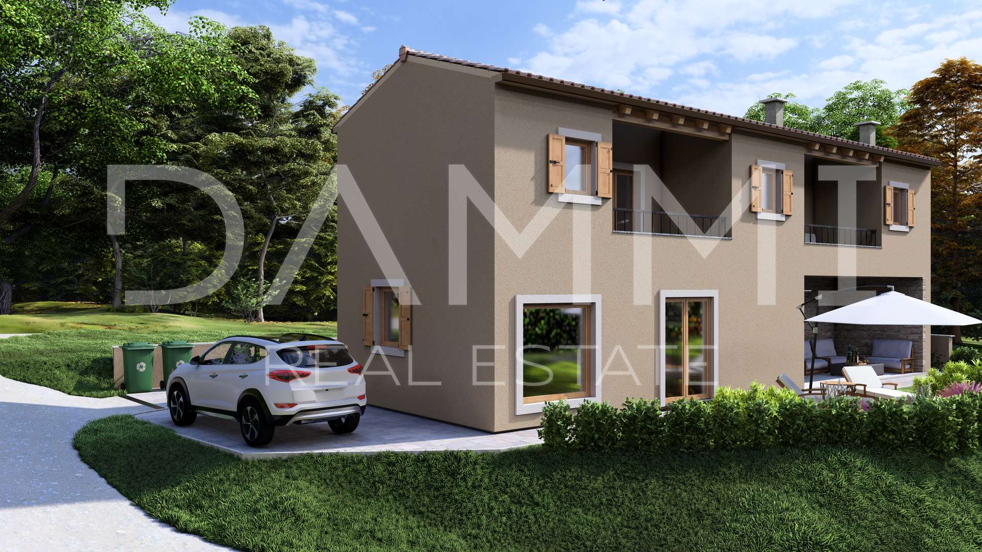 ISTRA, BUJE - Shell construction house with panoramic view, new build