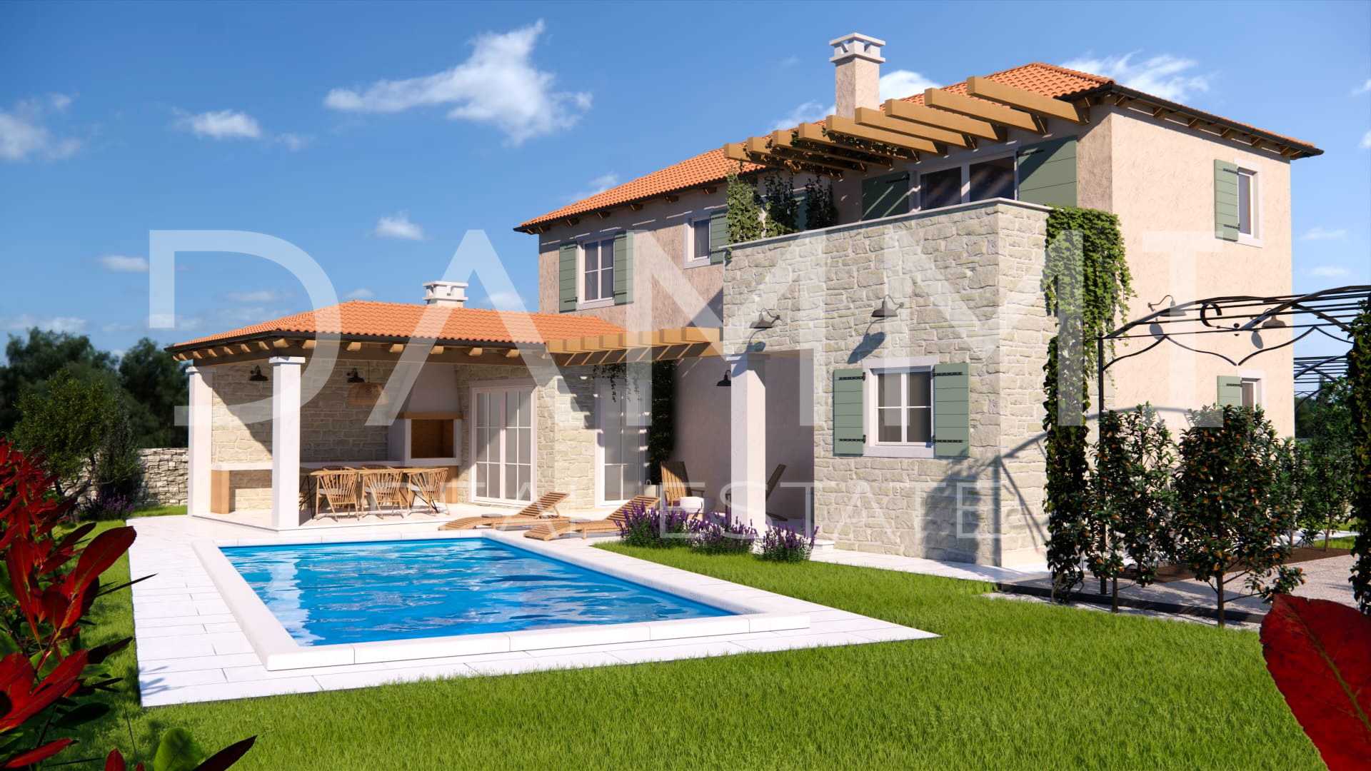 ISTRA&comma; &Zcaron;MINJ - Mediteranska ku&cacute;a s bazenom u izgradnji