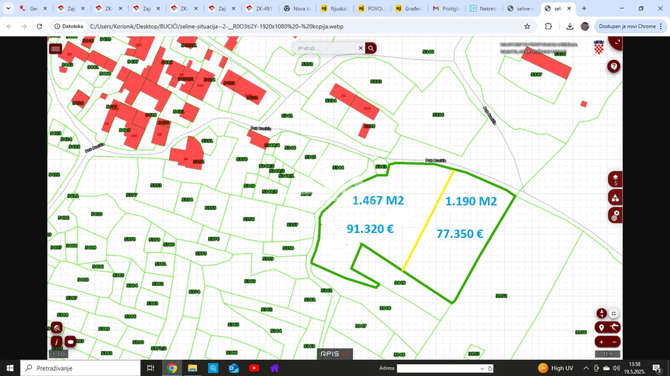 POVOLJNA CIJENA - SELINE - GRAĐEVINSKI TEREN 1.467 M2 - 91.320 €