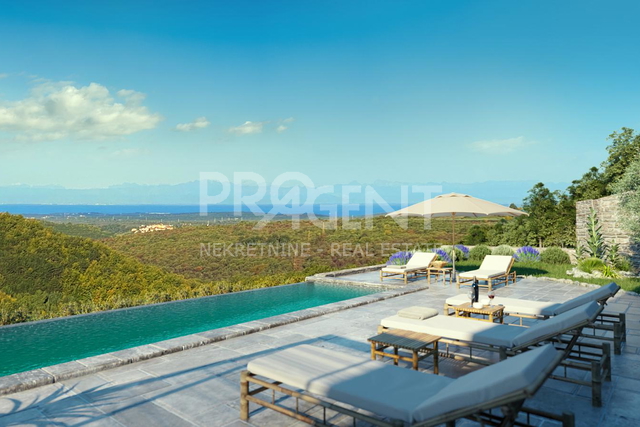Building plot of 1,279 m² with sea view, near Grožnjan