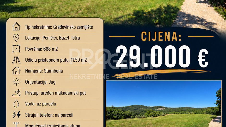 Terreno&comma; 668 m2&comma; Vendita&comma; Buzet - Peni&ccaron;i&cacute;i
