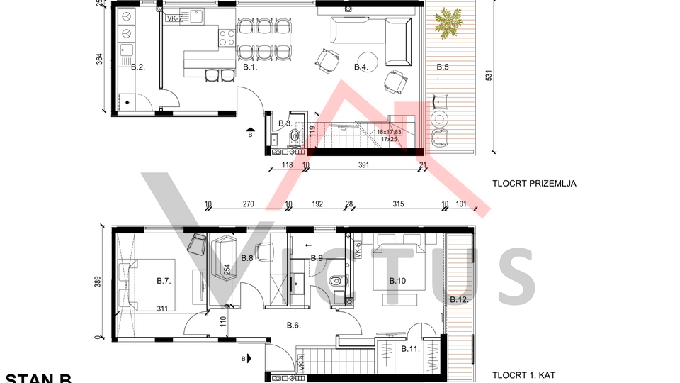 ROVINJ - zweistöckige Wohnung in einem Neubau mit Garten und Garage