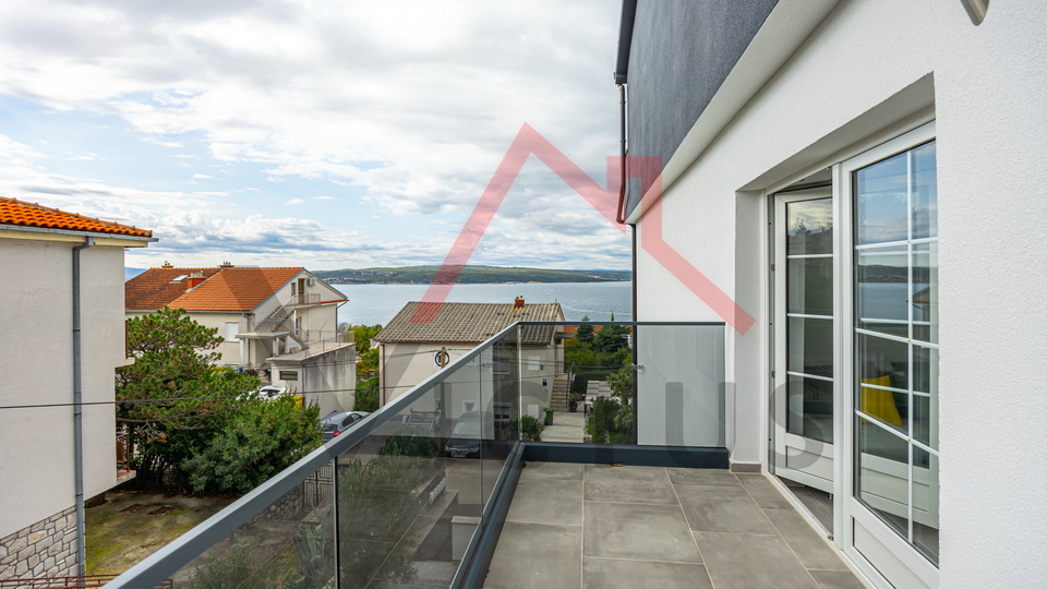 CRIKVENICA - 2 Schlafzimmer + Badezimmer, Wohnung mit offenem Meerblick und Parkplatz, 64 m2