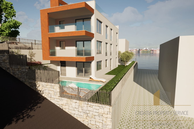 Luxury apartment with garden and swimming pool in a new building 150 m from the beach! Čiovo, Trogir!