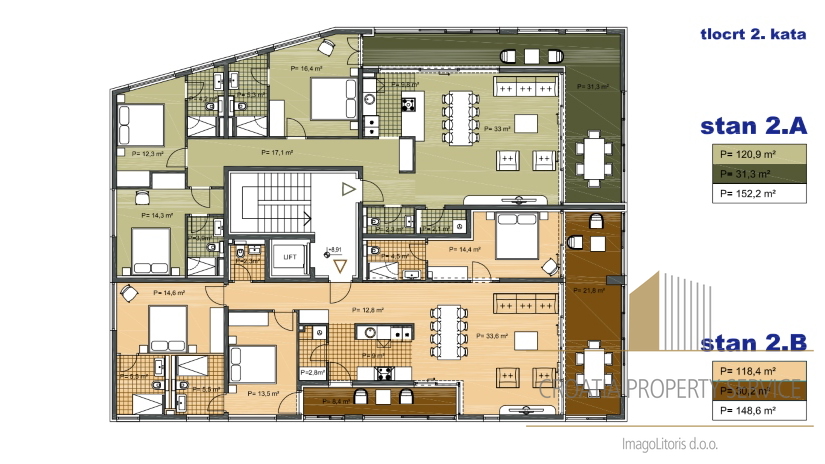 Luxury apartments in an urban building under construction 1st row to the sea in Vela Luka!
