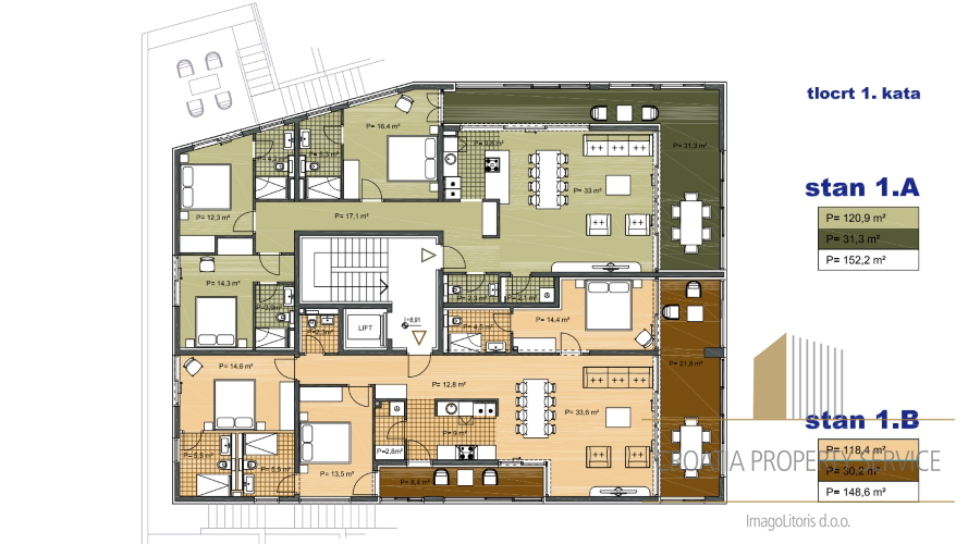 Luxury apartments in an urban building under construction 1st row to the sea in Vela Luka!