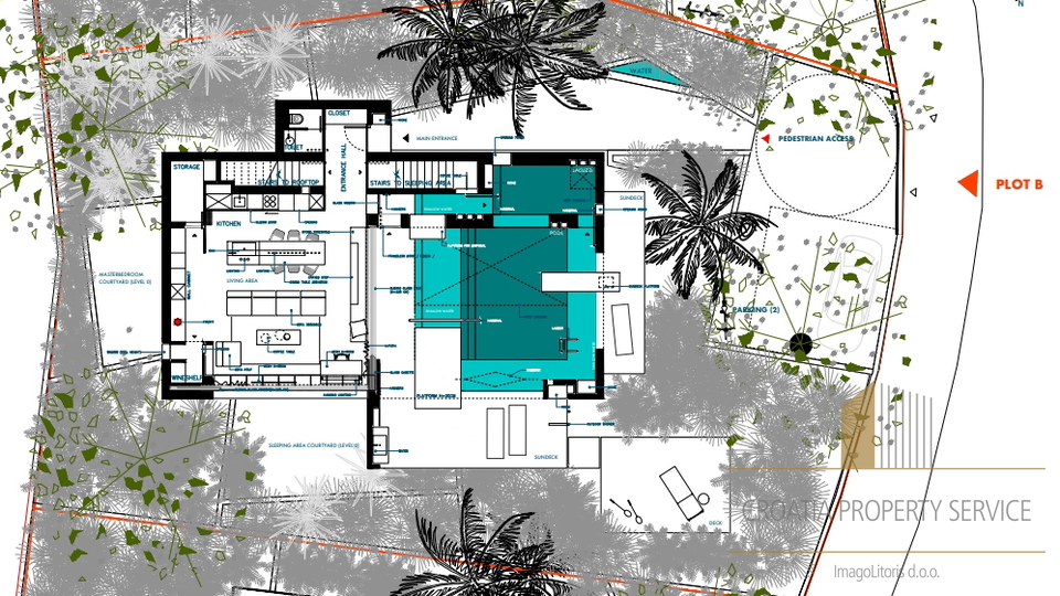 Baugrundstück von 2050m2 mit einem Projekt für 3 Villen - Milna, Insel Brac!