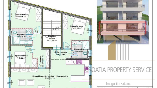 Stan od 57 m2 u novogradnji, u blizini plaže u Tučepima - Makarska rivijera!