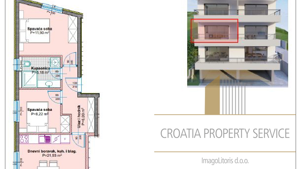 Stan od 57 m2 u novogradnji, u blizini plaže u Tučepima - Makarska rivijera!