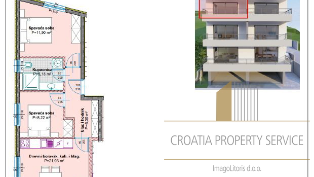 Stan od 57 m2 u novogradnji, u blizini plaže u Tučepima - Makarska rivijera!