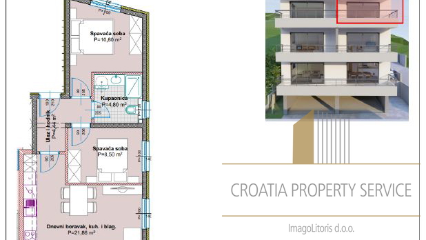 Wohnung von 57 m2 in einem neuen Gebäude, nah am Strand in Tučepi - Makarska Riviera!