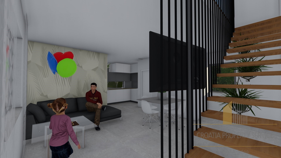 Modern two-story apartment with a roof terrace 45 m from the sea in the vicinity of Zadar!